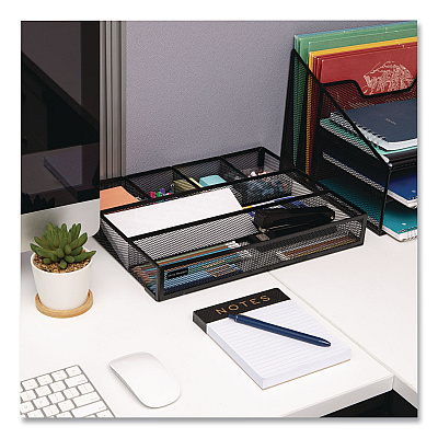 Mind Reader 6-Compartment Metal Drawer Organizer, 12 x 15 x 2.25, Black, 2/Pack (2DEERBLK)