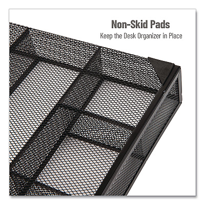 Mind Reader 6-Compartment Metal Drawer Organizer, 12 x 15 x 2.25, Black, 2/Pack (2DEERBLK)