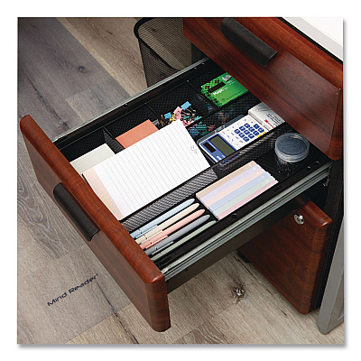 Mind Reader 6-Compartment Metal Drawer Organizer, 12 x 15 x 2.25, Black, 2/Pack (2DEERBLK)