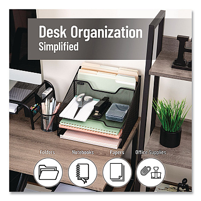 Mind Reader Metal Desk Organizer Letter Tray, 5 Sections, Letter Size, 11.5 x 12.5 x 9.5, Black, 2/Pack (2MESHBOX5BLK)