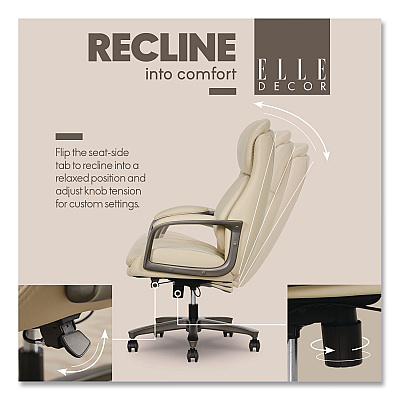Rivendell AIR Lumbar Ergonomic Executive Office Chair, Supports 275 lb,18.75" to 22.5" Seat Height, Cream Seat/Back,Gray Base (60124CRM)