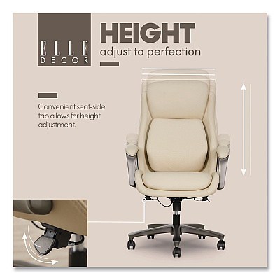 Rivendell AIR Lumbar Ergonomic Executive Office Chair, Supports 275 lb,18.75" to 22.5" Seat Height, Cream Seat/Back,Gray Base (60124CRM)