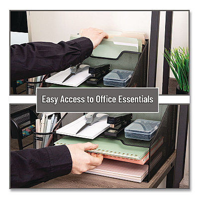 Mind Reader Metal Desk Organizer Letter Tray, 5 Sections, Letter Size, 11.5 x 12.5 x 9.5, Black, 2/Pack (2MESHBOX5BLK)