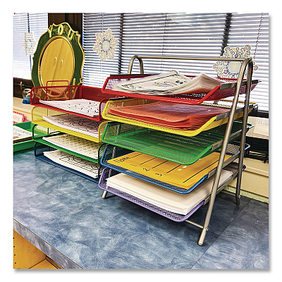 Mind Reader Tiered Metal Mesh Desk Tray Organizer, 5-Tier, Letter Size, 14 x 11.75 x 15, Assorted Color (5TPAPERASST)
