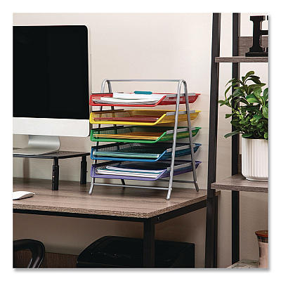 Mind Reader Tiered Metal Mesh Desk Tray Organizer, 5-Tier, Letter Size, 14 x 11.75 x 15, Assorted Color (5TPAPERASST)