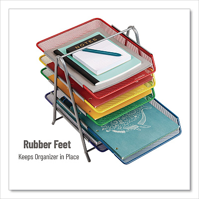 Mind Reader Tiered Metal Mesh Desk Tray Organizer, 5-Tier, Letter Size, 14 x 11.75 x 15, Assorted Color (5TPAPERASST)