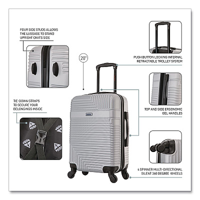 InUSA Luggage Resilience 20" Hardside Carry-On Suitcase, 14.96 x 8.66 x 21.65, Silver (IURES00SSIL)