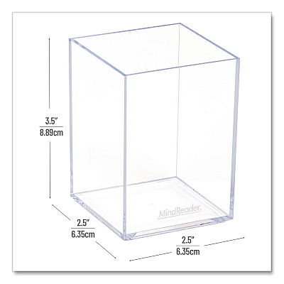 Mind Reader Plastic Pen Cup Holder, 2.5" x 2.5" x 4", Clear (ACPENCLR)