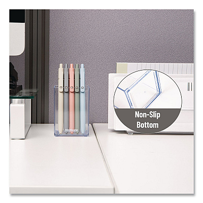 Mind Reader Plastic Pen Cup Holder, 2.5" x 2.5" x 4", Clear (ACPENCLR)