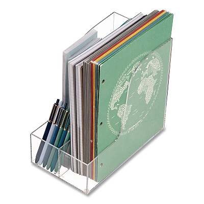 Mind Reader 3-Compartment Desk Organizer, 6 x 11 x 9.75, Clear, Acrylic (AMAGCLR)