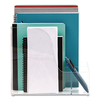Mind Reader 3-Compartment Desk Organizer, 6 x 11 x 9.75, Clear, Acrylic (AMAGCLR)