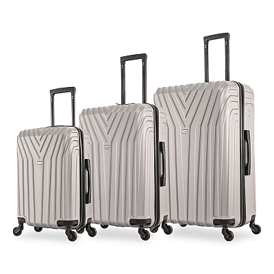 InUSA Luggage Vasty Three-Piece Hardside Spinner Luggage Set, Gray (IUVASSMLGRE)