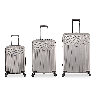 InUSA Luggage Vasty Three-Piece Hardside Spinner Luggage Set, Gray (IUVASSMLGRE)