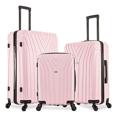 InUSA Luggage Vasty Three-Piece Hardside Spinner Luggage Set, Pink (IUVASSMLPNK)