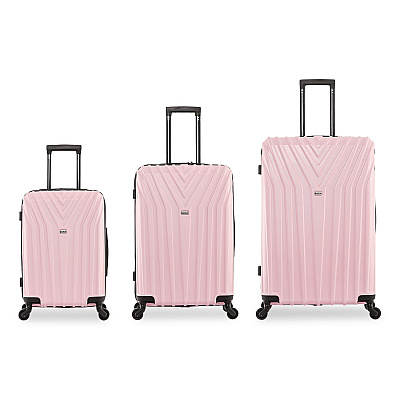 InUSA Luggage Vasty Three-Piece Hardside Spinner Luggage Set, Pink (IUVASSMLPNK)