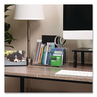 Mind Reader 7-Compartment Desk Tray, 8.5 x 6.5 x 4.75, Clear, Acrylic (AORGCLR)