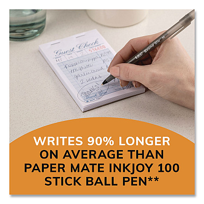 BIC Round Stic Xtra Life Ballpoint Pen, Stick, Medium 1 mm, Black Ink, Translucent Black Barrel, 10/Pack (20123)