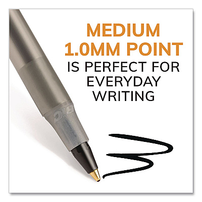 BIC Round Stic Xtra Life Ballpoint Pen, Stick, Medium 1 mm, Black Ink, Translucent Black Barrel, 10/Pack (20123)