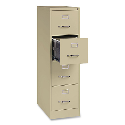 Hirsh Industries Commercial Vertical Letter File Cabinet, 4 Letter-Size File Drawers, 15 x 25 x 52, Putty (14115)
