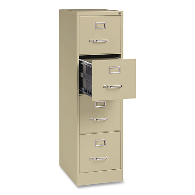 Hirsh Industries Commercial Vertical Letter File Cabinet, 4 Letter-Size File Drawers, 15 x 22 x 52, Putty (17786)