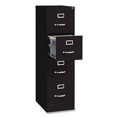 Hirsh Industries Commercial Vertical Letter File Cabinet, 4 Letter-Size File Drawers, 15 x 22 x 52, Black (17787)