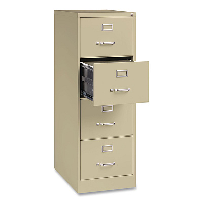 Hirsh Industries Commercial Vertical Legal File Cabinet, 4 Legal Size File Drawers, 18 x 26.5 x 52, Putty (14106)