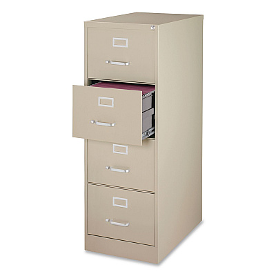 Hirsh Industries Commercial Vertical Legal File Cabinet, 4 Legal Size File Drawers, 18 x 26.5 x 52, Putty (14106)