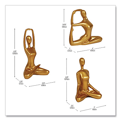 Mind Reader Meditation Yoga Figurine Set, Gold, 3/Set (MEDEC3GLD)