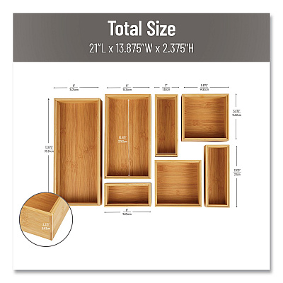 Mind Reader Desk Organizer Set, Brown, Rayon, 7 Pieces (SLIDORGBM7BR)