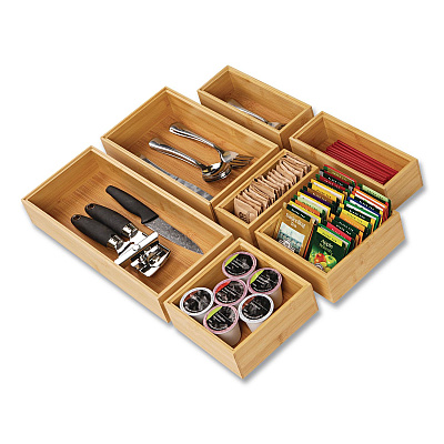 Mind Reader Desk Organizer Set, Brown, Rayon, 7 Pieces (SLIDORGBM7BR)