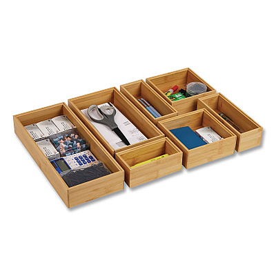 Mind Reader Desk Organizer Set, Brown, Rayon, 7 Pieces (SLIDORGBM7BR)