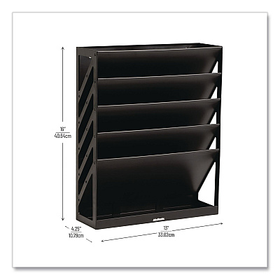 Mind Reader 5-Compartment Plastic Mountable Wall File, 5 Sections, Letter Size, 13 x 4.25 x 16, Black (WALLANCHBLK)