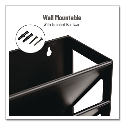 Mind Reader 5-Compartment Plastic Mountable Wall File, 5 Sections, Letter Size, 13 x 4.25 x 16, Black (WALLANCHBLK)