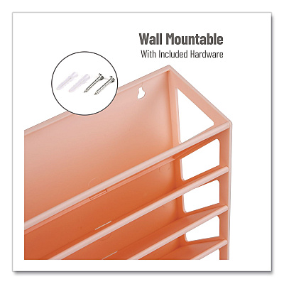 Mind Reader 5-Compartment Plastic Mountable Wall File, 5 Sections, Letter Size, 13 x 4.25 x 16, Pink (WALLANCHPNK)