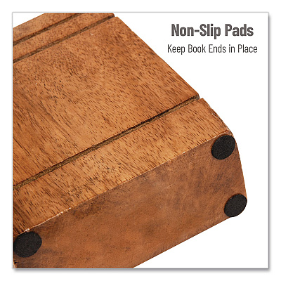 Mind Reader Wood Rustic Bookends, Nonskid Base, 1.5 x 4 x 4.75, Brown (WOODEND2BRN)