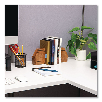 Mind Reader Wood Rustic Bookends, Nonskid Base, 1.5 x 4 x 4.75, Brown (WOODEND2BRN)