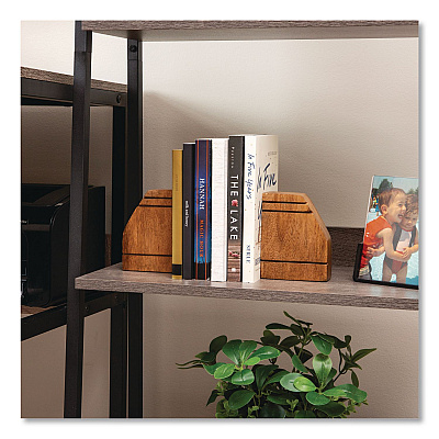 Mind Reader Wood Rustic Bookends, Nonskid Base, 1.5 x 4 x 4.75, Brown (WOODEND2BRN)