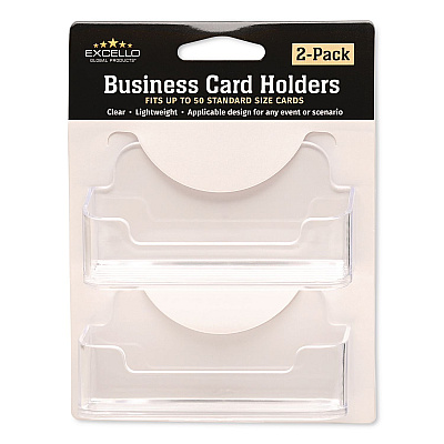 General Printing & Design Business Card Holders, Holds 50 Cards, 3.75 x 1.5 x 1.88, Plastic, Clear, 2/Pack (BCH2PK)