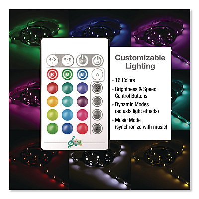 General Printing & Design LED TV Backlight for 32" to 65" Televisions, 13.1 ft String, 16 Colors (EGPLEDTV)