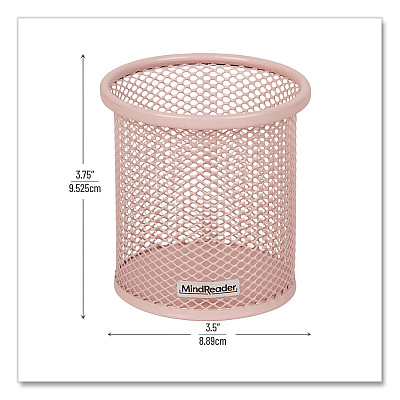 Mind Reader Metal Pen Holder, 3.5" x 3.5" x 3.75", Pink, 3 Pieces/Set (CLIPMESH3PNK)