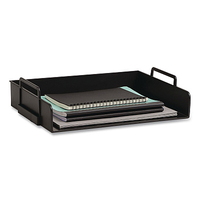 Mind Reader Stackable Plastic Desk Tray, 4 Sections, Letter Size, 13.75 x 10 x 10.75, Black (DANSTACK4BLK)