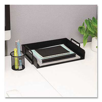 Mind Reader Stackable Plastic Desk Tray, 4 Sections, Letter Size, 13.75 x 10 x 10.75, Black (DANSTACK4BLK)