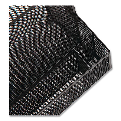 Mind Reader 4-Compartment Desk Organizer, 12.15 x 9.5 x 9.5, Black, Metal Mesh (DEEPORGBLK)