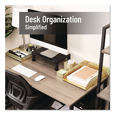 Mind Reader Metal Desk Organizer Set, Gold, 4 Pieces (DESK4GLD)