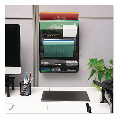 Mind Reader 7-Compartment Metal Desk Shelf, 12.5 x 4 x 16.5, Black (MAGROUNDBLK)