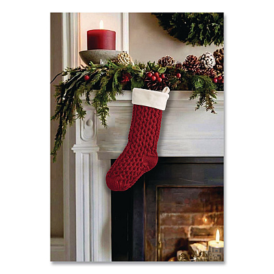 Fisherman's Knit Christmas Stocking, 7.5 x 24, Red (521380446)