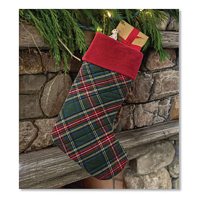 Tartan Velvet Stocking, 8.5 x 22, Green Plaid (521381972)