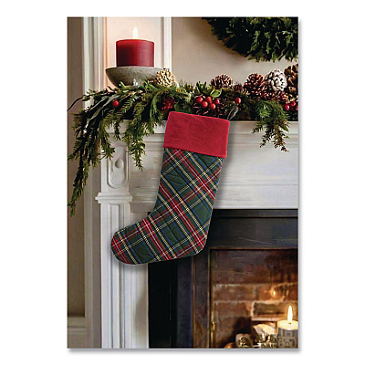Tartan Velvet Stocking, 8.5 x 22, Green Plaid (521381972)