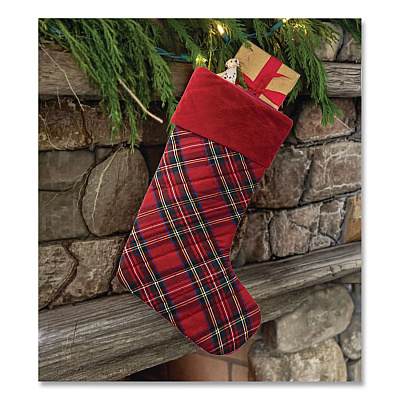 Tartan Velvet Stocking, 8.5 x 22, Red Plaid (521381973)