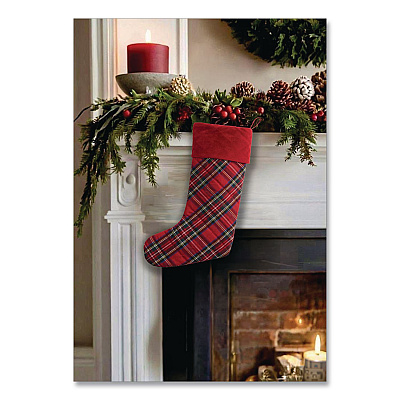 Tartan Velvet Stocking, 8.5 x 22, Red Plaid (521381973)